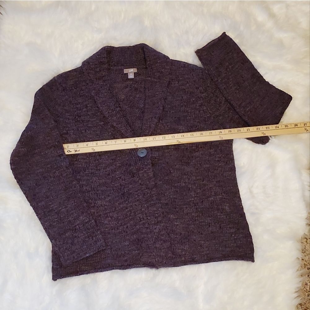 J. JILL ALPACA WOOL CARDIGAN Petite Medium Purple With Button Closure - Picture 2 of 6